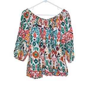 Hester & Orchard Top Women's Size Large Anthropologie Peasant Boho Linen Swing